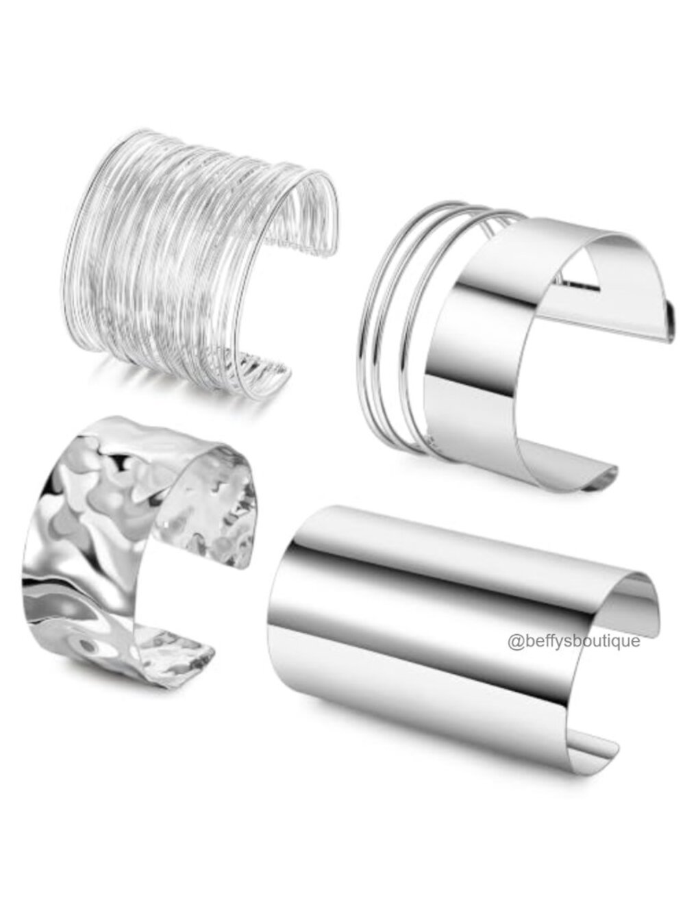 Chunky Cuff Bracelets Set for Women Hammered Adjustable Open Wide Wire Bangle